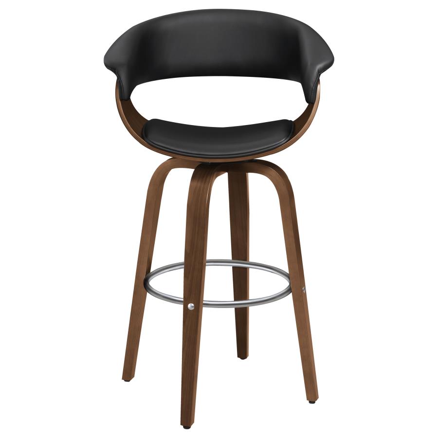 Zion Upholstered Swivel Bar Stool Walnut and Black - Home Elegance USA