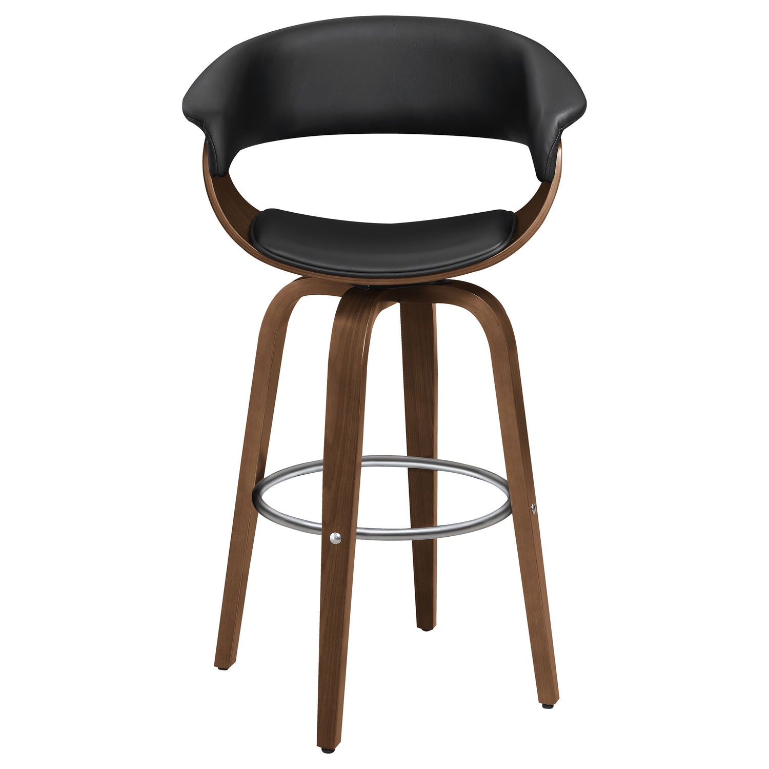 Zion Upholstered Swivel Bar Stool Walnut and Black - Home Elegance USA