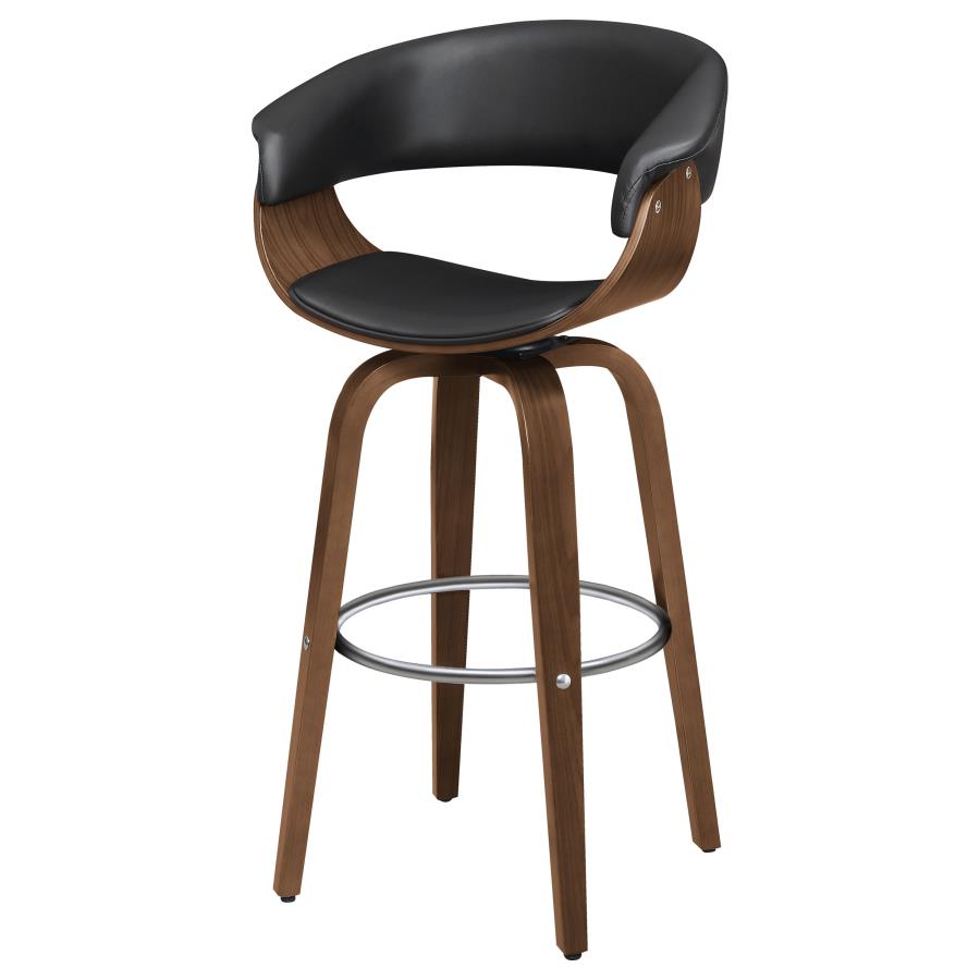 Zion Upholstered Swivel Bar Stool Walnut and Black - Home Elegance USA