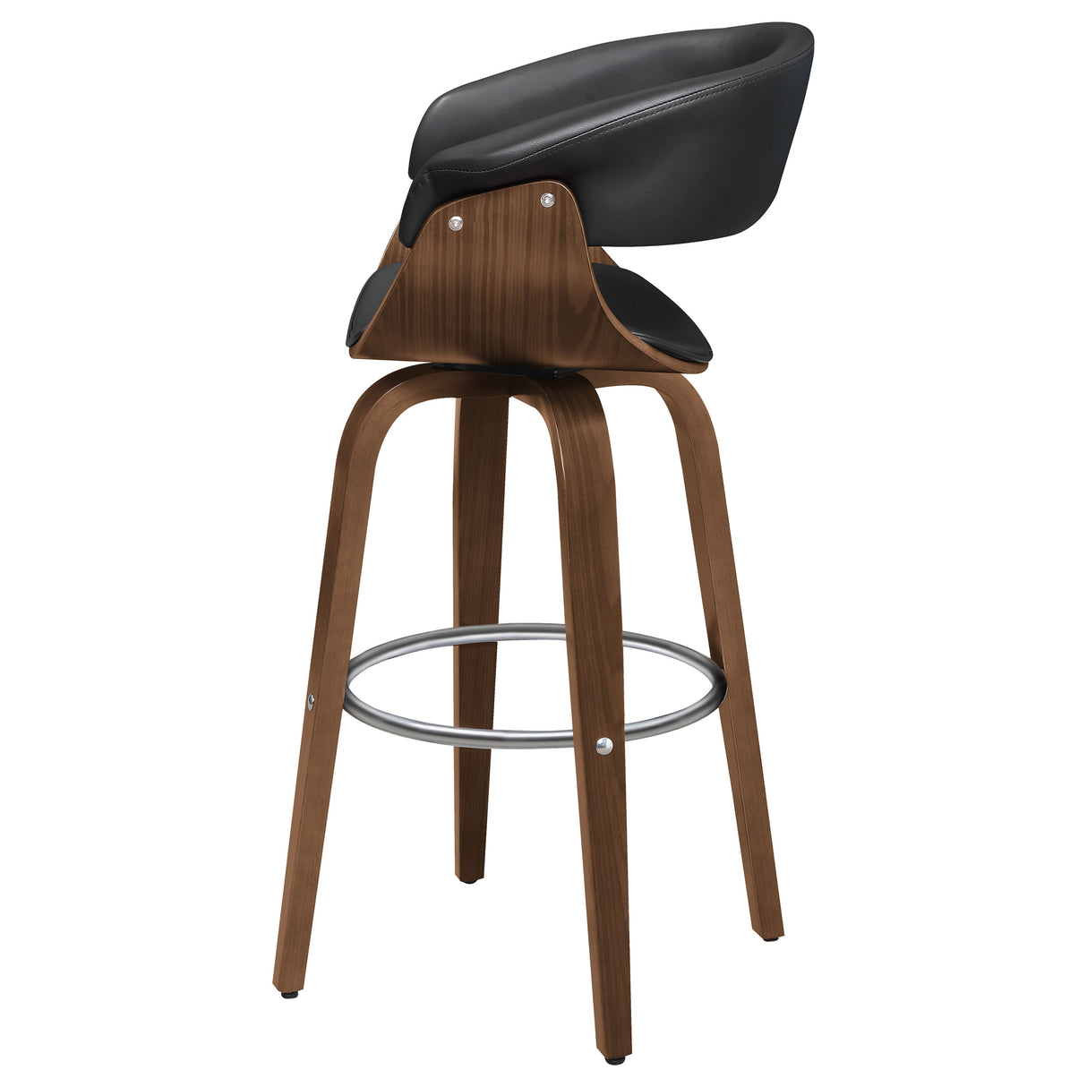Zion Upholstered Swivel Bar Stool Walnut and Black - Home Elegance USA