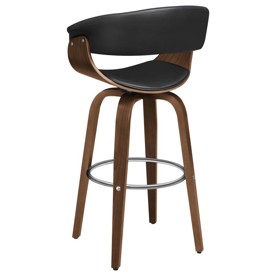 Zion Upholstered Swivel Bar Stool Walnut and Black - Home Elegance USA