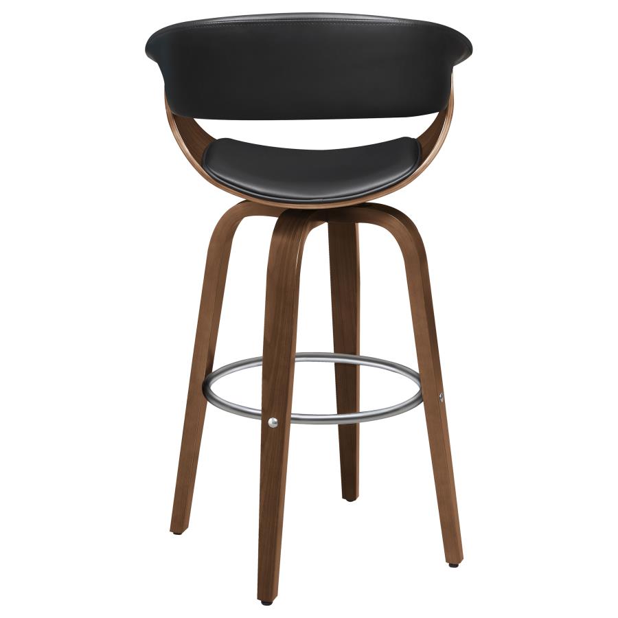 Zion Upholstered Swivel Bar Stool Walnut and Black - Home Elegance USA