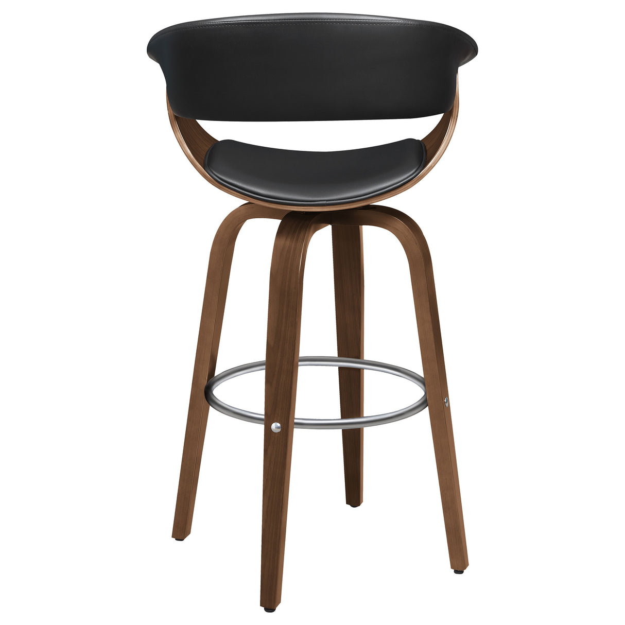 Zion Upholstered Swivel Bar Stool Walnut and Black - Home Elegance USA