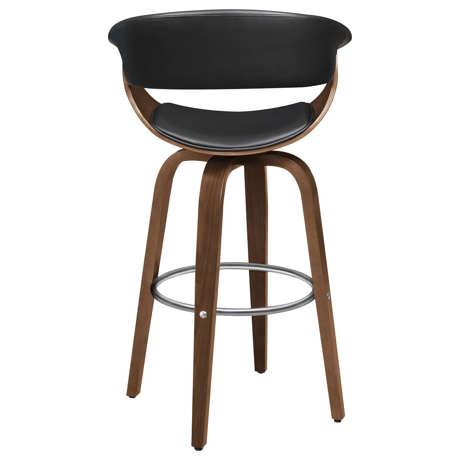 Zion Upholstered Swivel Bar Stool Walnut and Black - Home Elegance USA