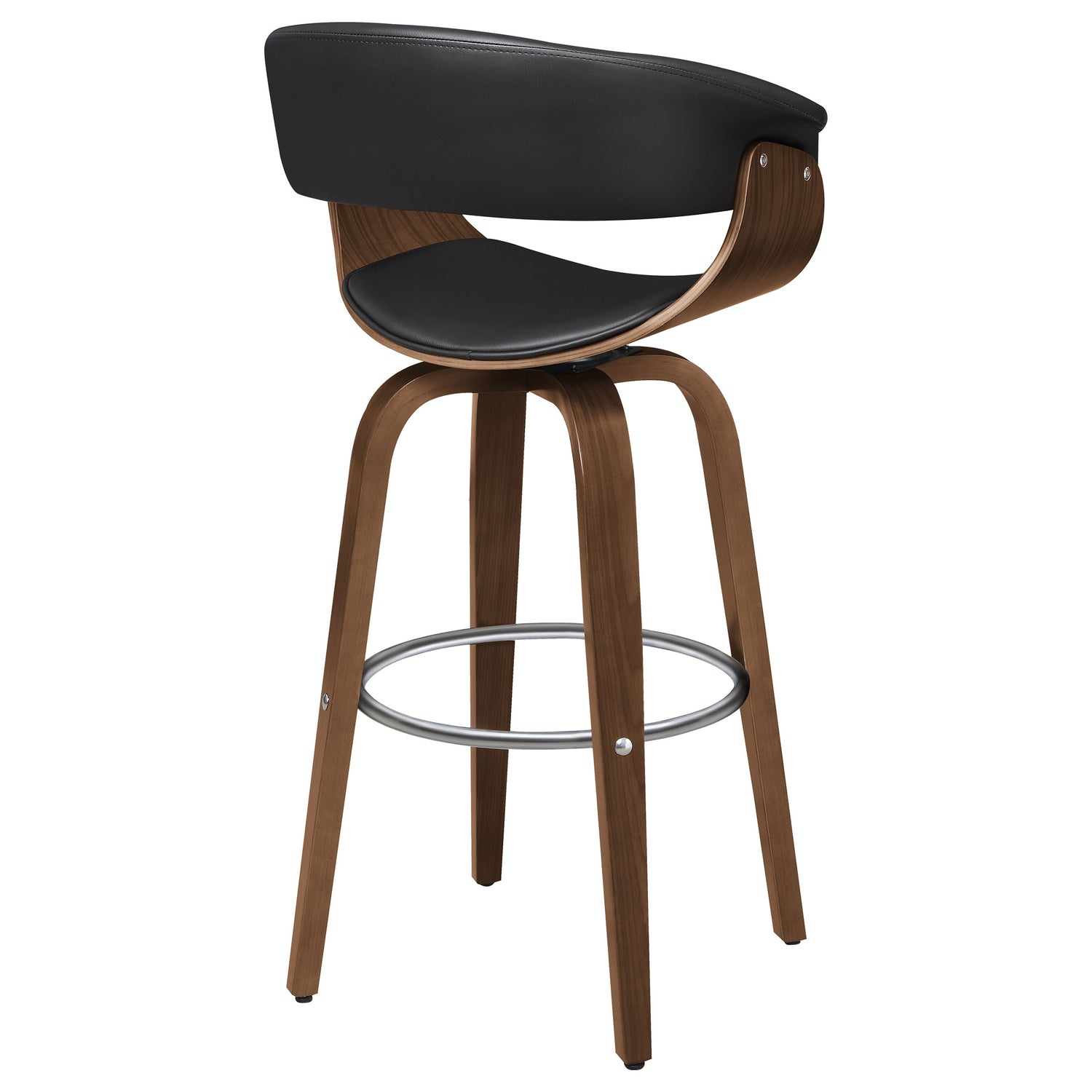 Zion Upholstered Swivel Bar Stool Walnut and Black - Home Elegance USA