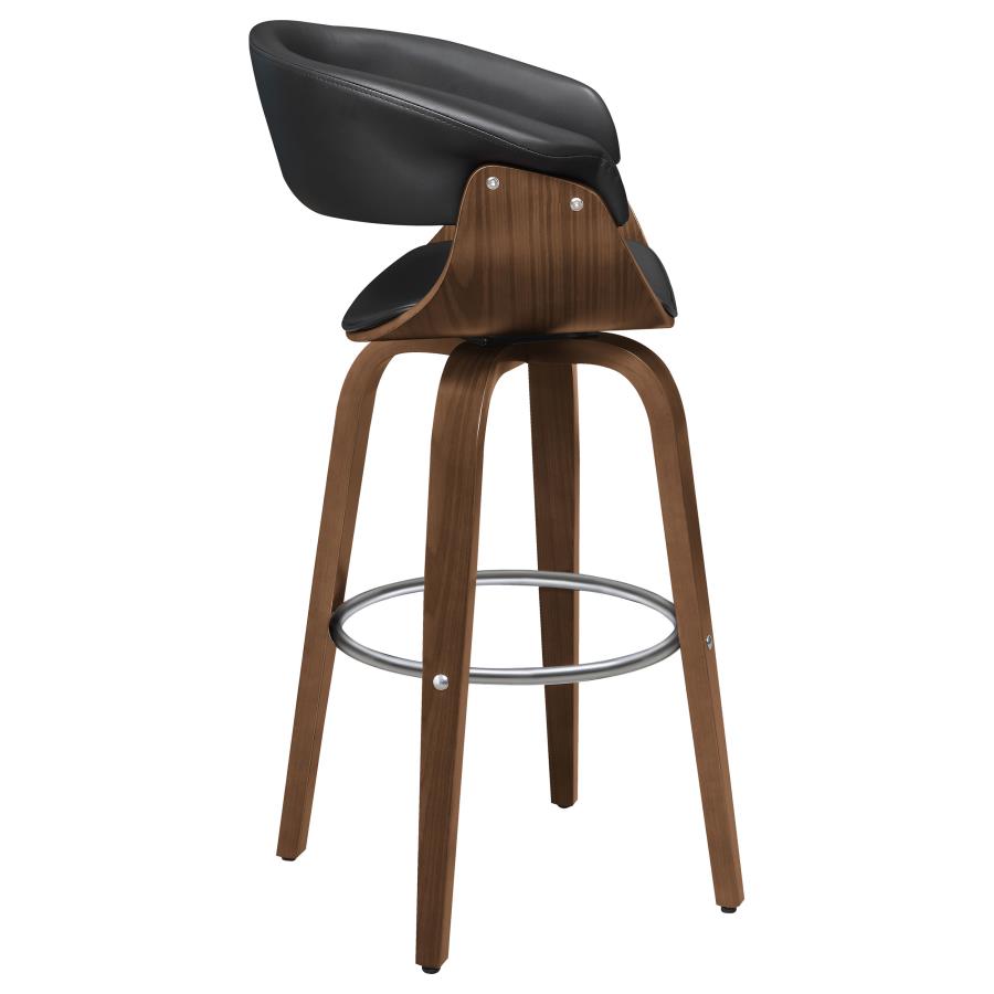 Zion Upholstered Swivel Bar Stool Walnut and Black - Home Elegance USA