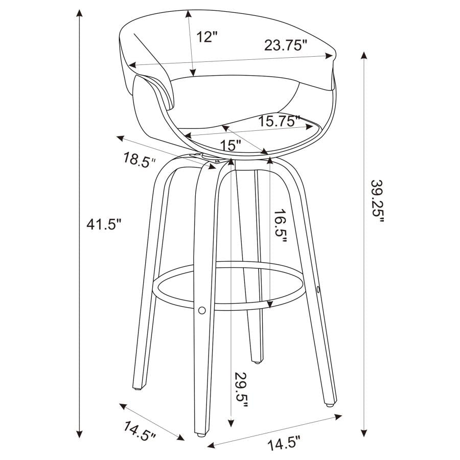 Zion Upholstered Swivel Bar Stool Walnut and Black - Home Elegance USA