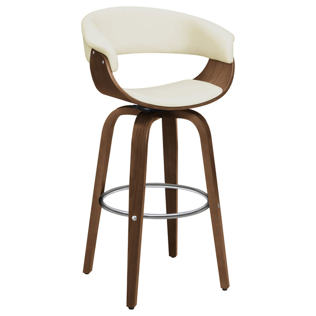Zion Upholstered Swivel Bar Stool Walnut and Ecru - Home Elegance USA