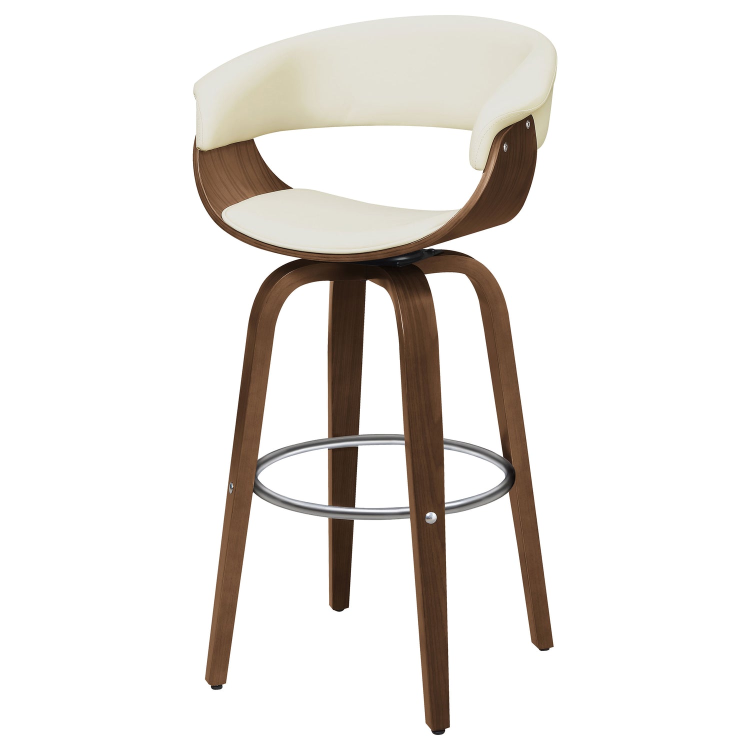 Zion Upholstered Swivel Bar Stool Walnut and Ecru - Home Elegance USA