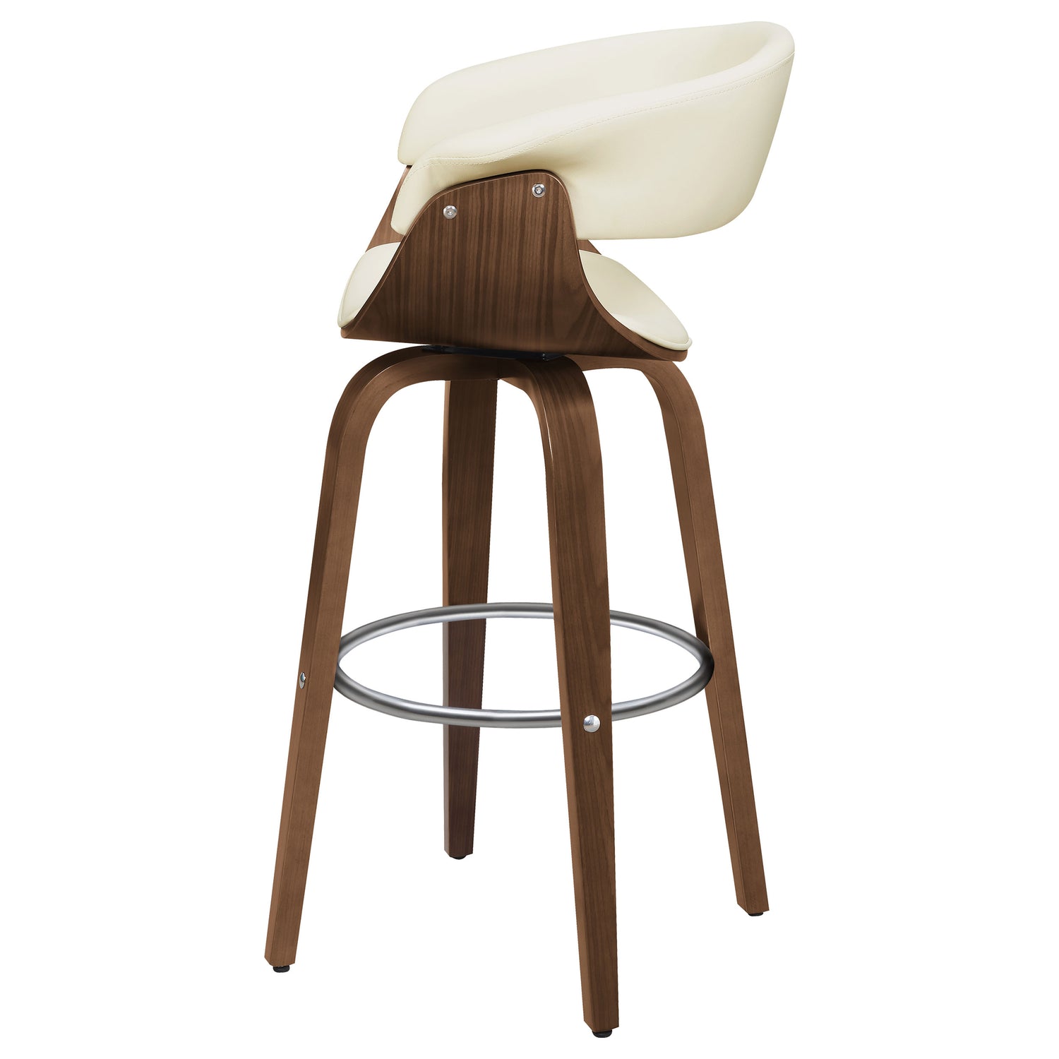 Zion Upholstered Swivel Bar Stool Walnut and Ecru - Home Elegance USA