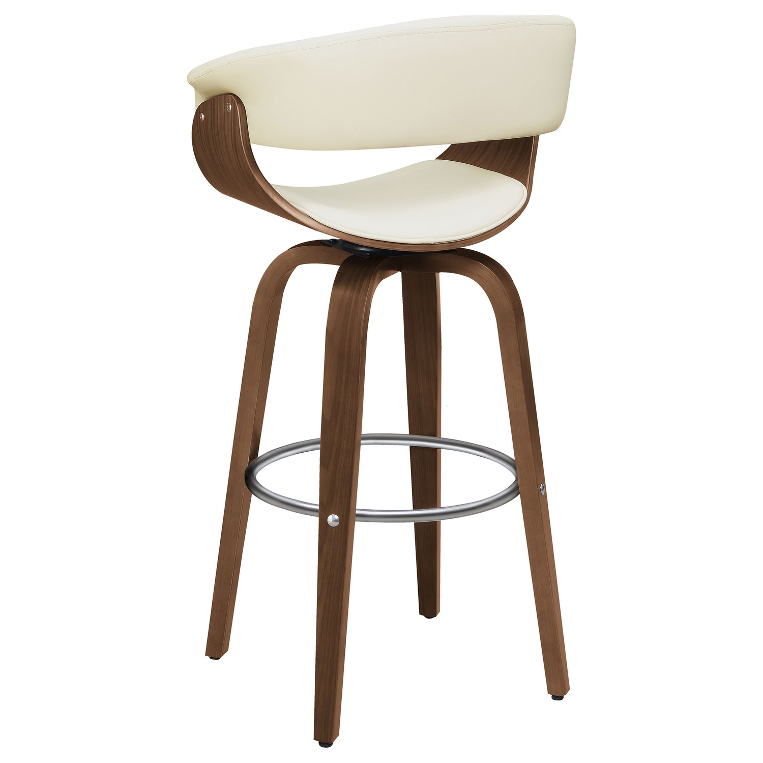 Zion Upholstered Swivel Bar Stool Walnut and Ecru - Home Elegance USA
