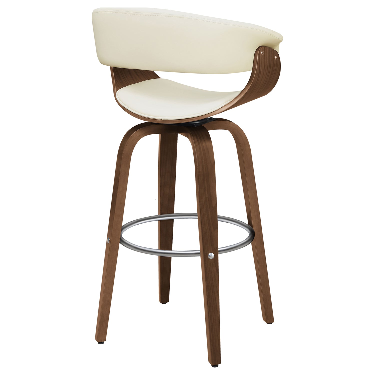 Zion Upholstered Swivel Bar Stool Walnut and Ecru - Home Elegance USA