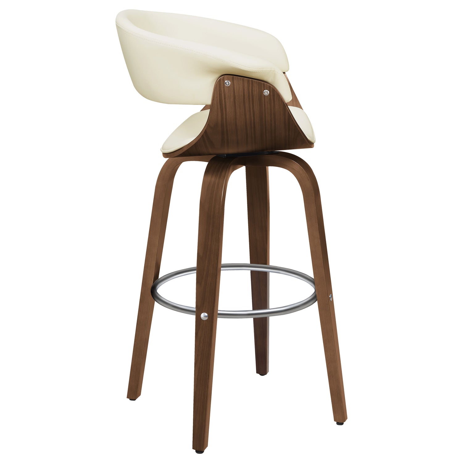 Zion Upholstered Swivel Bar Stool Walnut and Ecru - Home Elegance USA