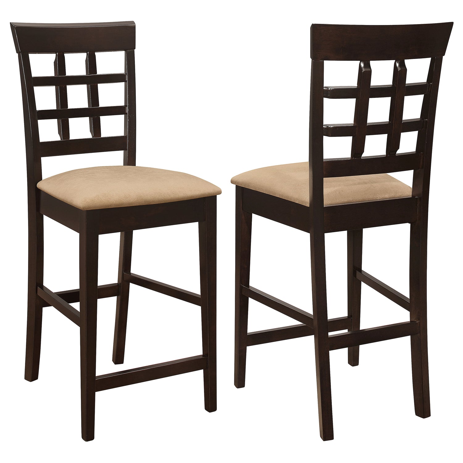 Gabriel Lattice Back Counter Chair Cappuccino (Set of 2) - Home Elegance USA