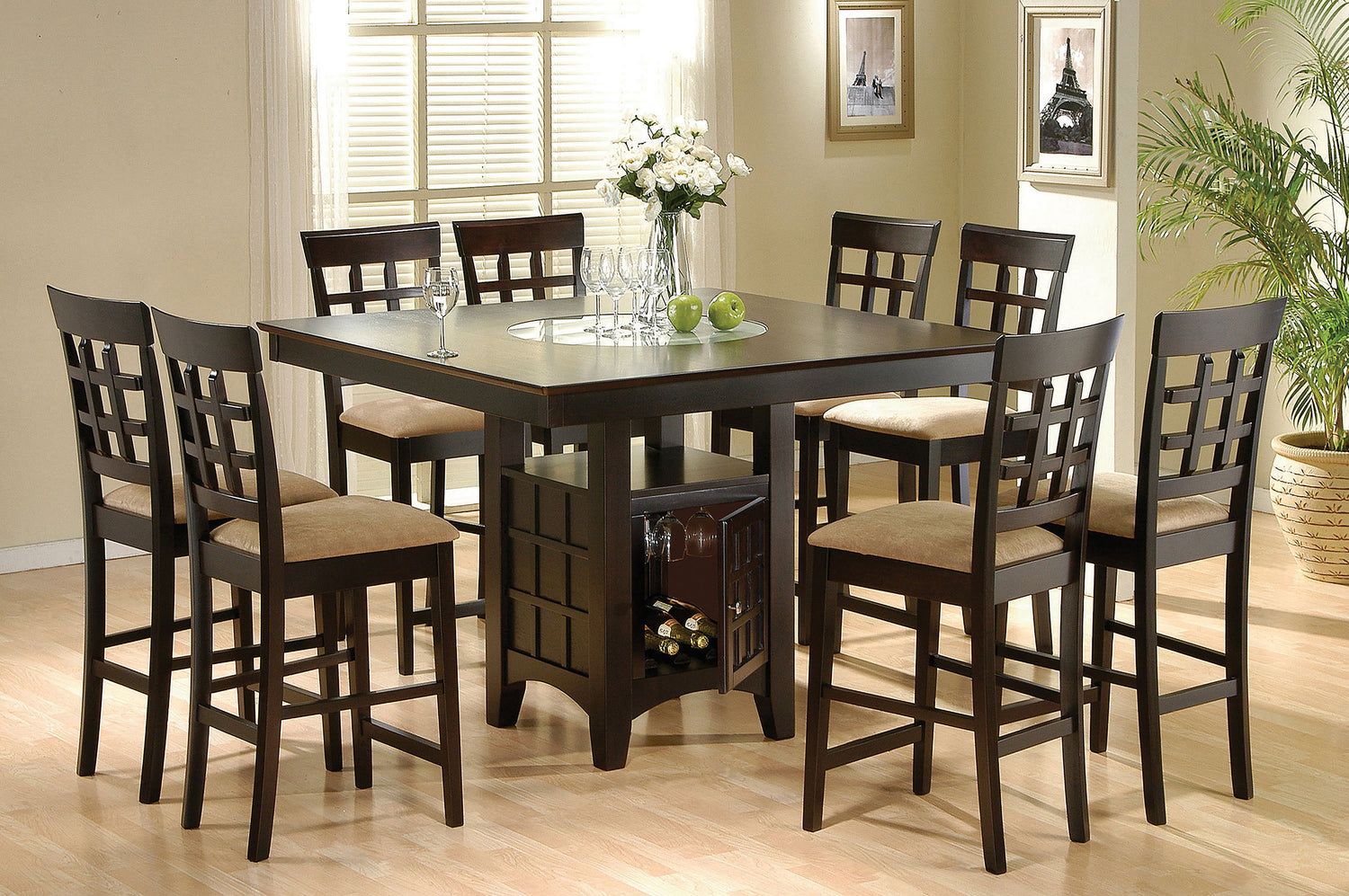 Gabriel Lattice Back Counter Chair Cappuccino (Set of 2) - Home Elegance USA