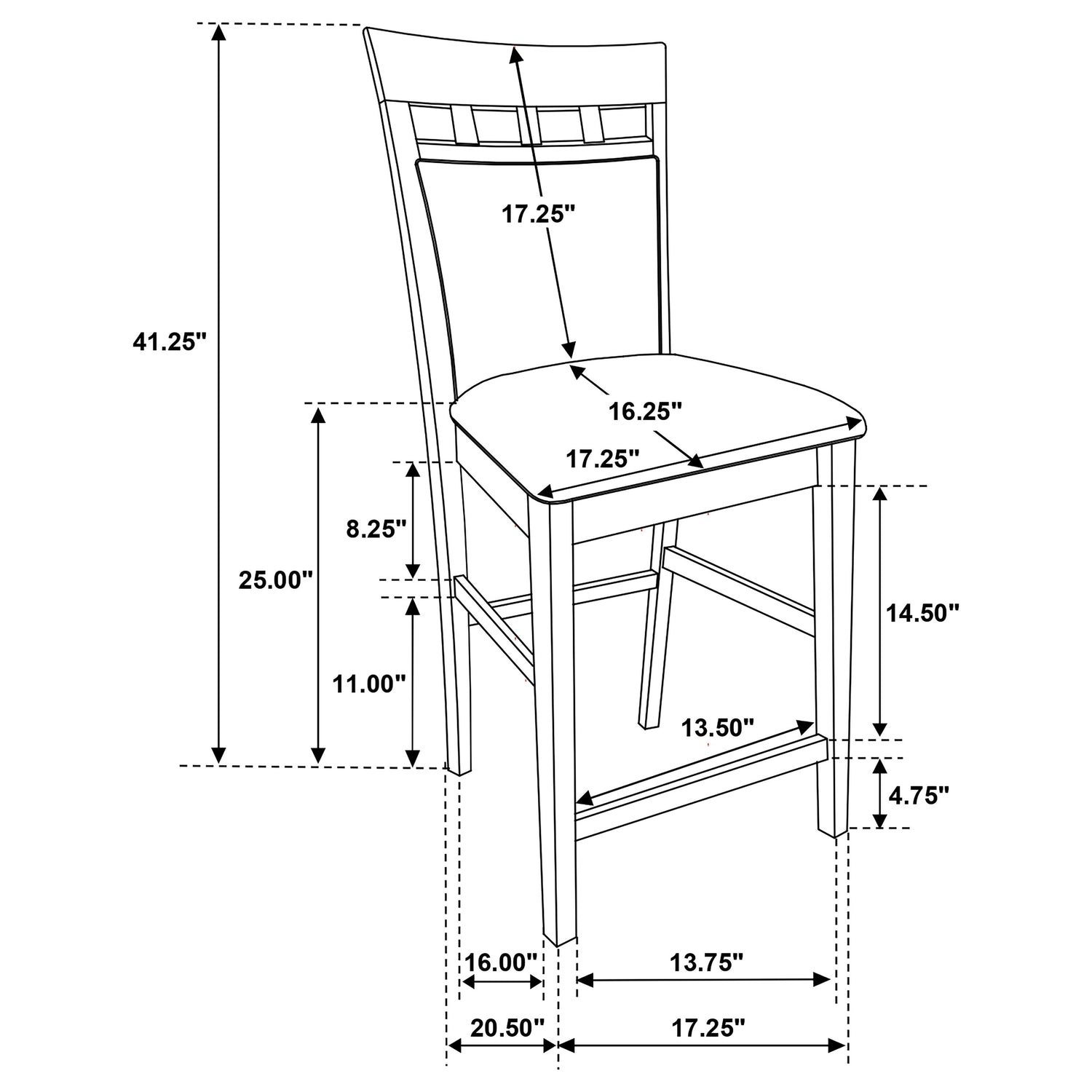 Gabriel Closed Back Counter Chair Cappuccino (Set of 2) - Home Elegance USA