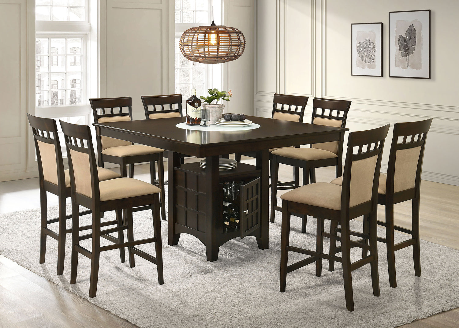 Gabriel Closed Back Counter Chair Cappuccino (Set of 2) - Home Elegance USA
