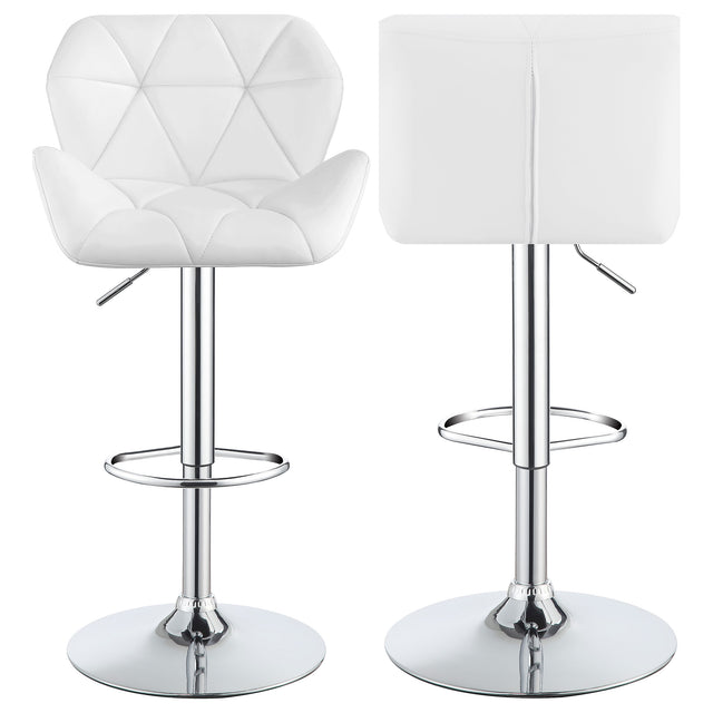 Berrington Upholstered Adjustable Bar Stool White (Set of 2) - Home Elegance USA
