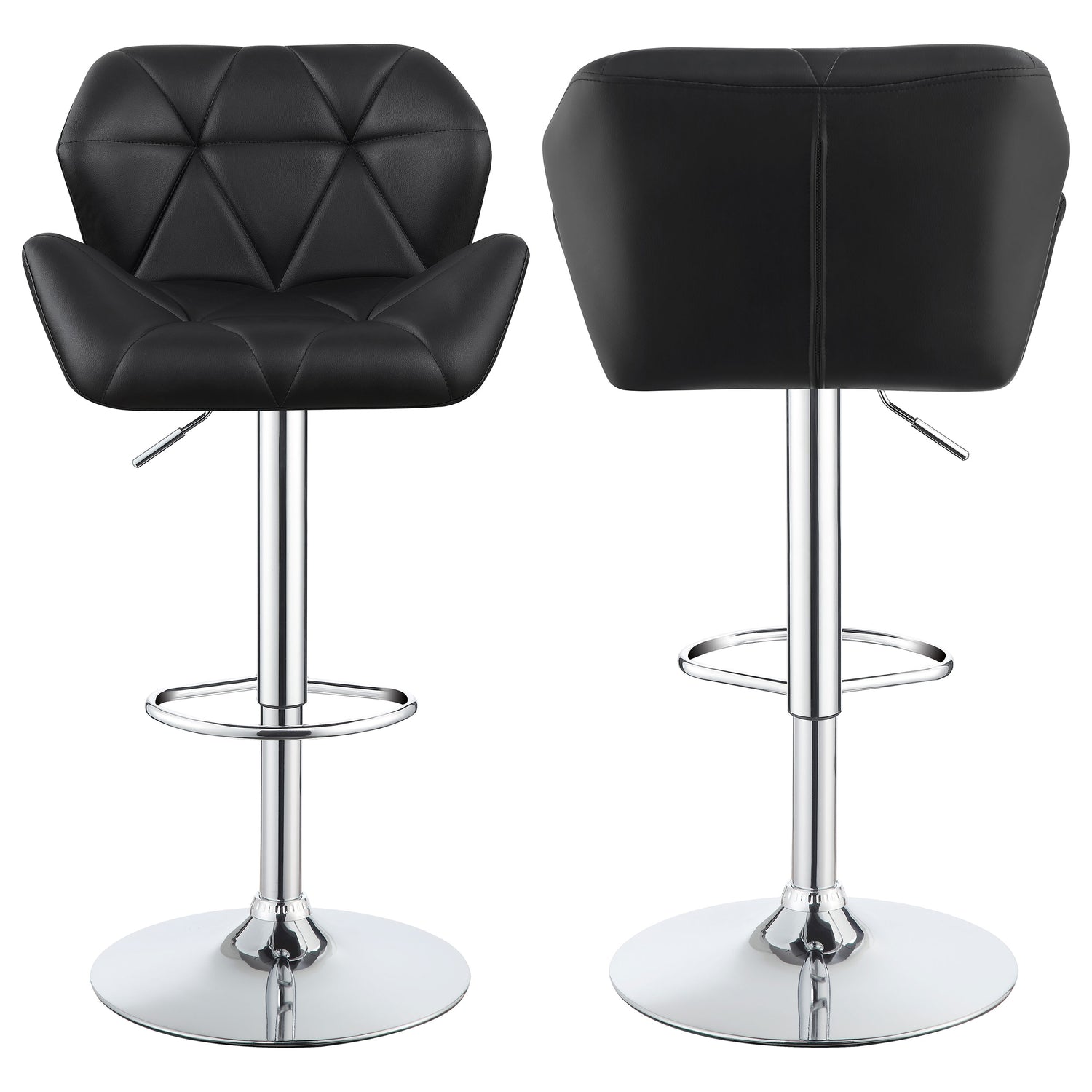 Berrington Upholstered Adjustable Bar Stool Black (Set of 2) - Home Elegance USA