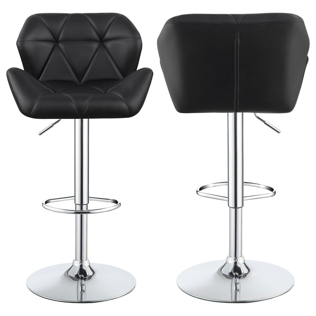 Berrington Upholstered Adjustable Bar Stool Black (Set of 2) - Home Elegance USA