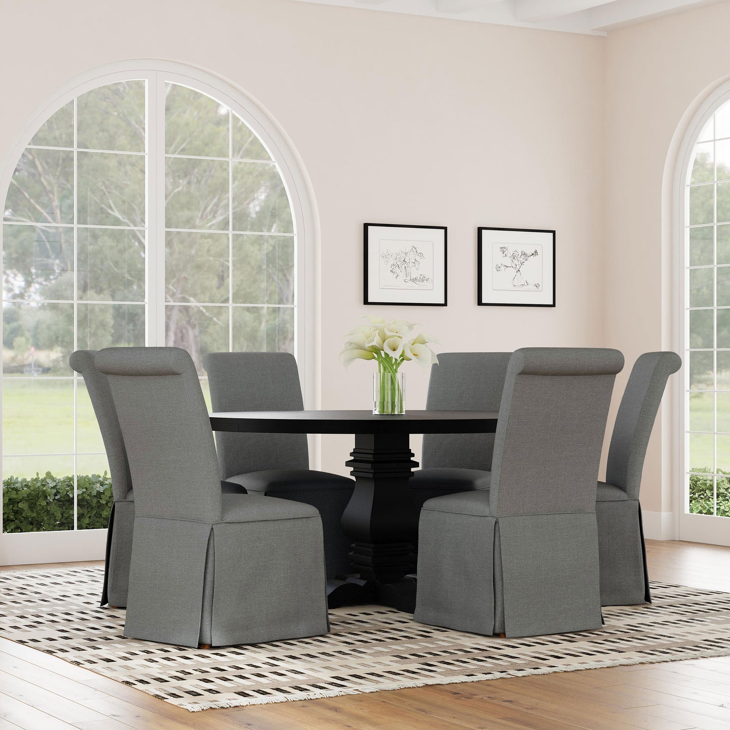 Shawna Upholstered Skirted Dining Chair Light Grey (Set of 2) -  Coaster Furniture