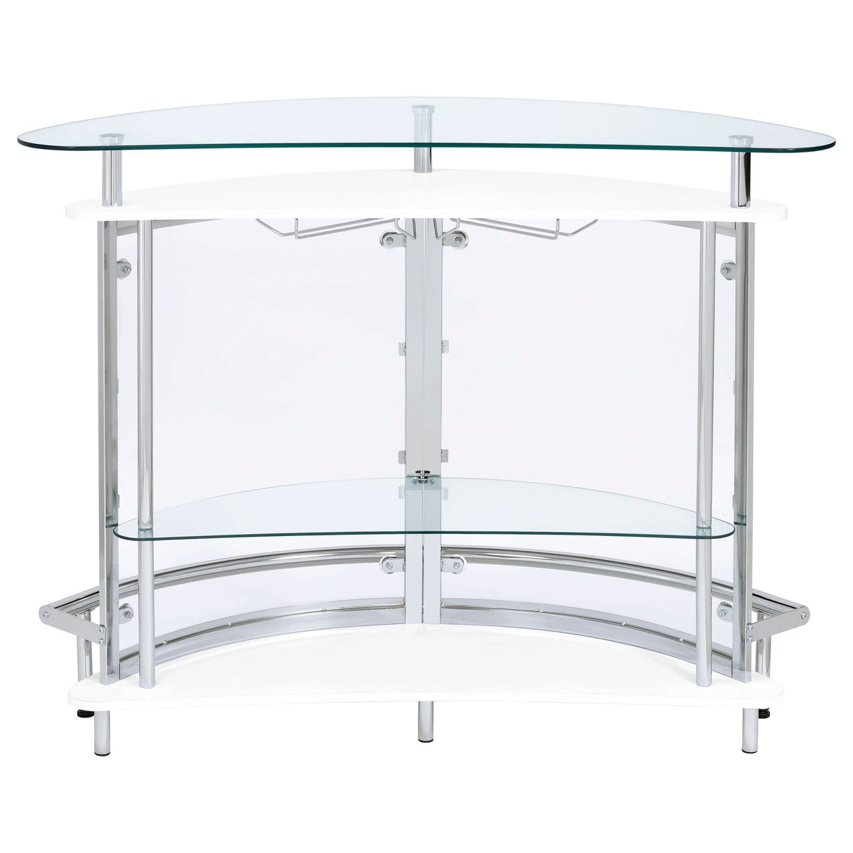 Amarillo 2 - tier Bar Unit White and Chrome | Coaster | Home Elegance USA
