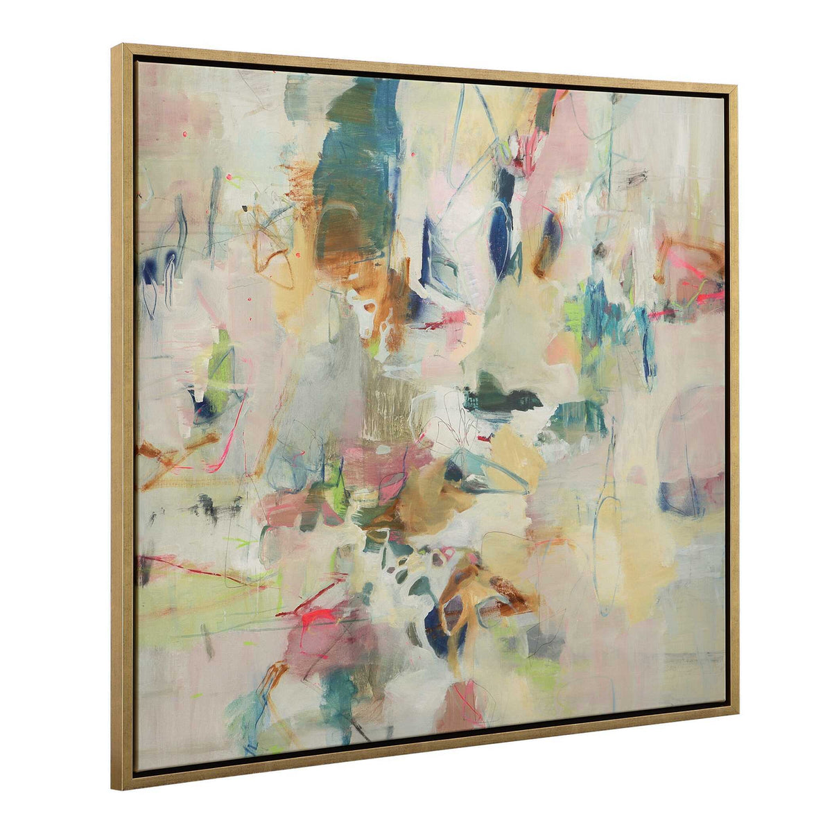Party Time Framed Abstract Art - Beige / Light Blue by Uttermost - View 4