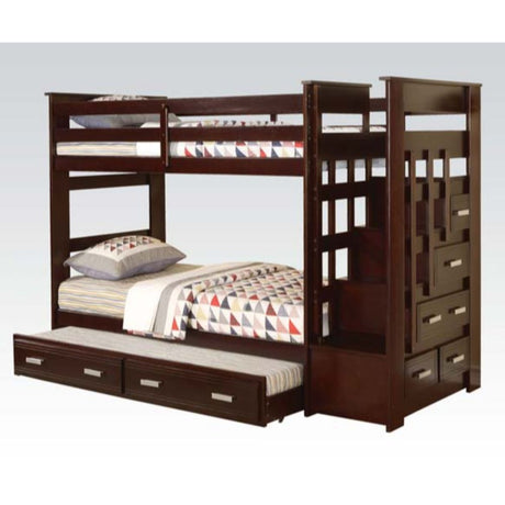 Allentown Twin/Twin Bunk Bed W/Trundle & Storage 10170W Espresso Finish | Acme | Home Elegance USA