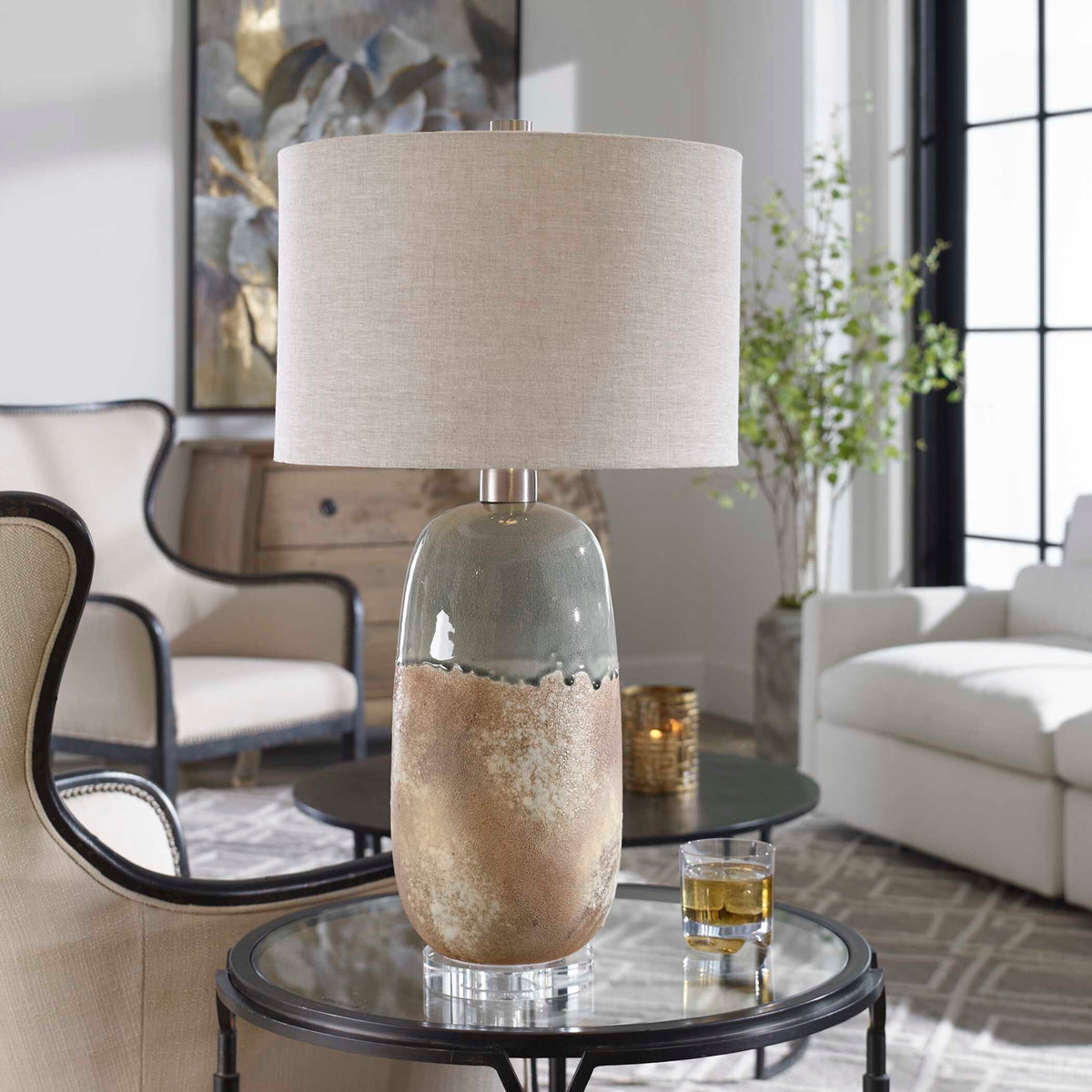 Maggie Ceramic Table Lamp - Light Brown / Silver by Uttermost - View 2