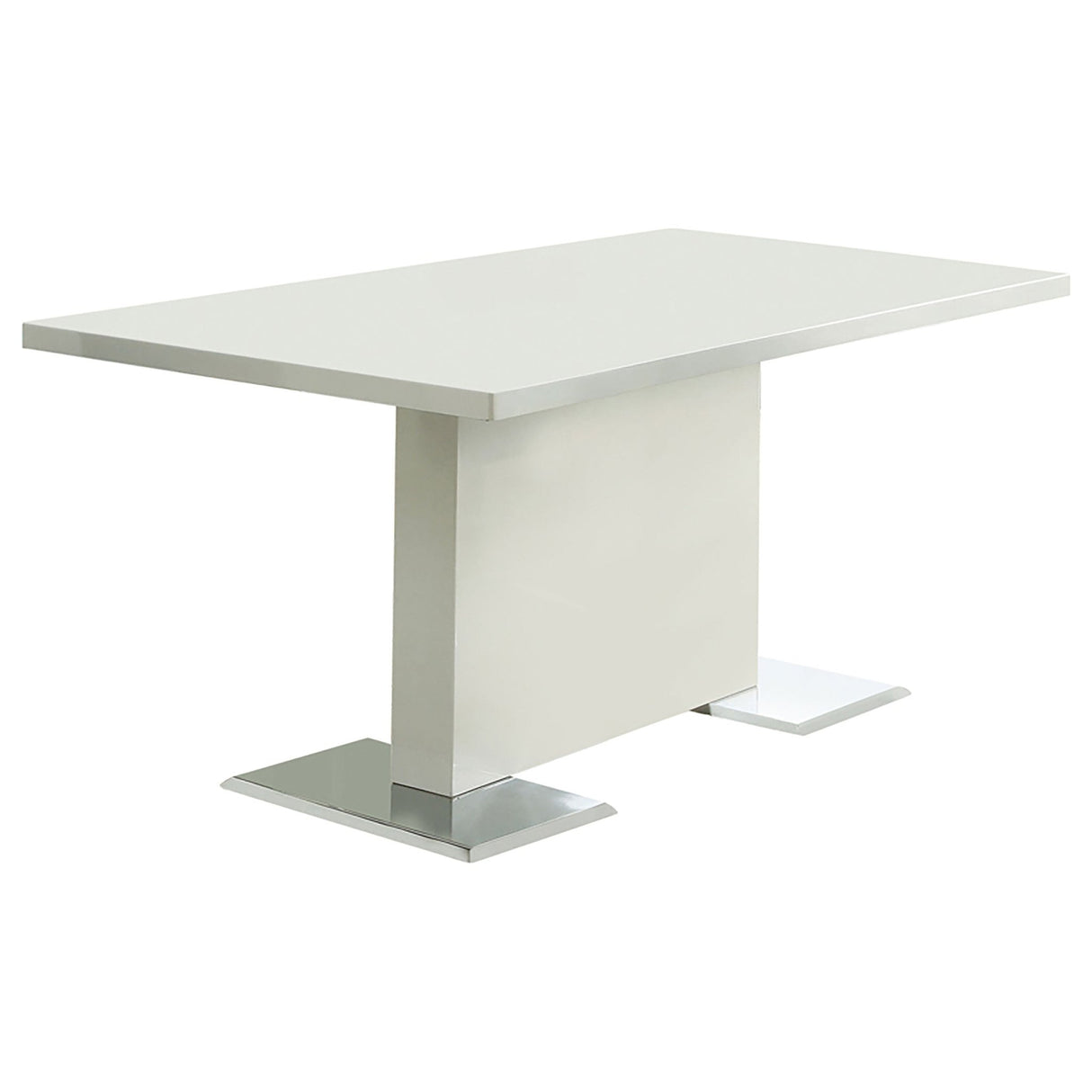 Anges T - shaped Pedestal Dining Table Glossy White | Coaster | Home Elegance USA