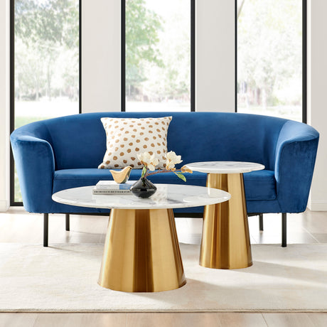 Gilded Opulence Coffee Table Set // Gold and White Marble  | Finesse - Home Elegance USA