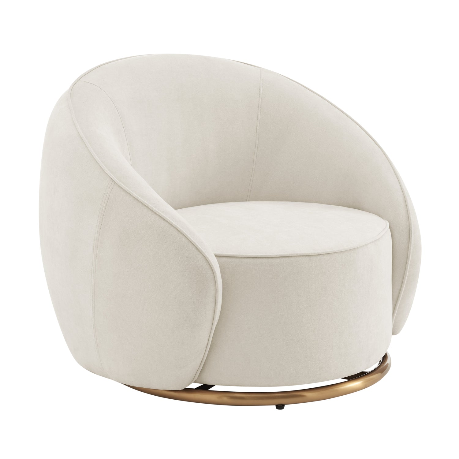 Ivory Swing Luxury Swivel Accent Chair // Ivory and Brushed Gold  | Finesse - Home Elegance USA