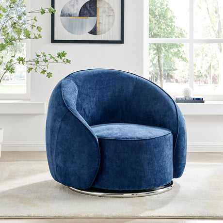 Sapphire Swing Luxury Swivel Accent Chair // Blue and Chrome  | Finesse