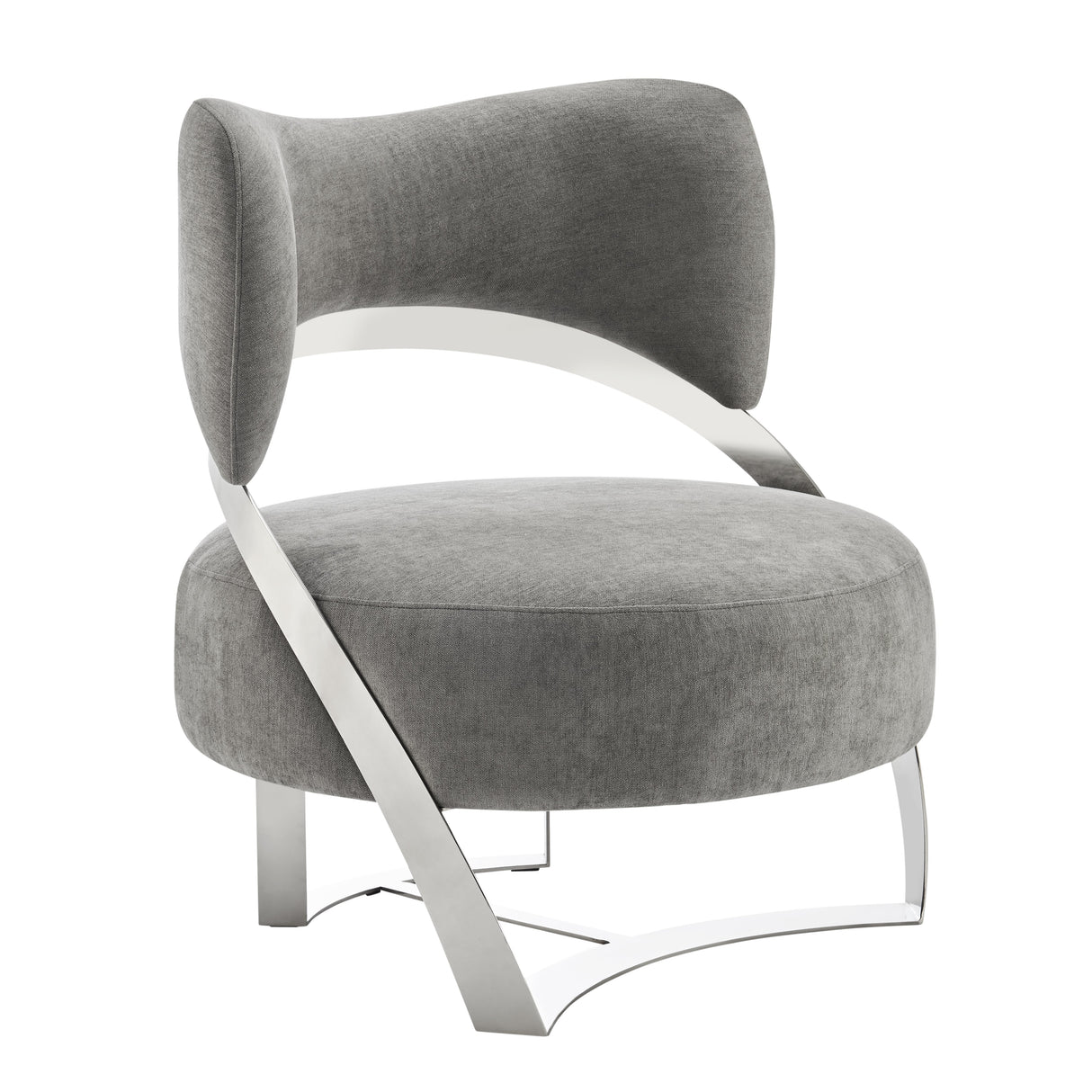 Silla decorativa moderna Aura // Gris y cromo | Finesse