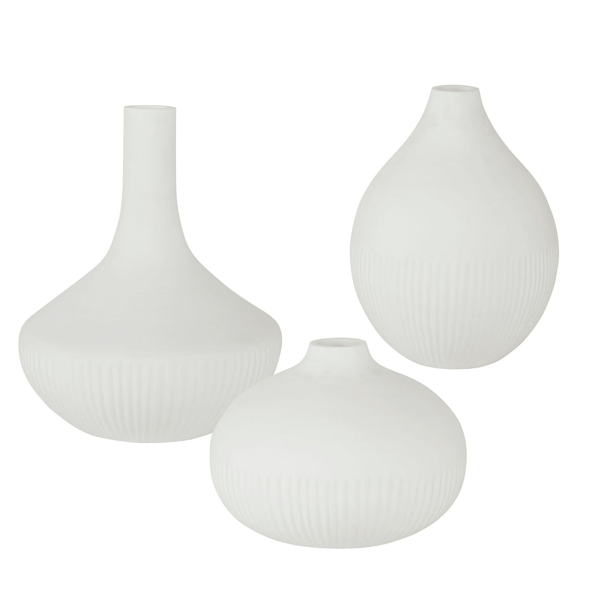 Apothecary Satin White Vases (Set of 3) by Uttermost - View 1