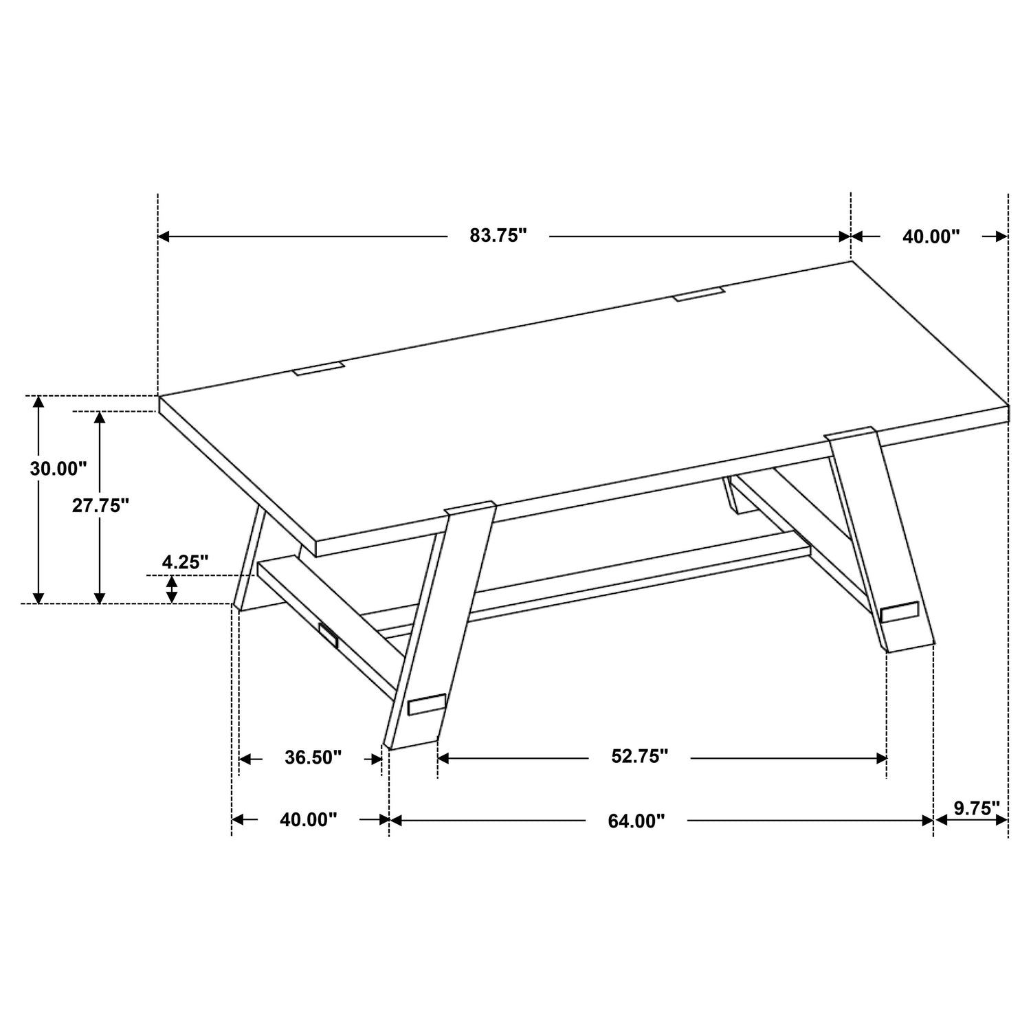 Dining Table - Sharon Rectangular Trestle Base Dining Table Blue and Brown