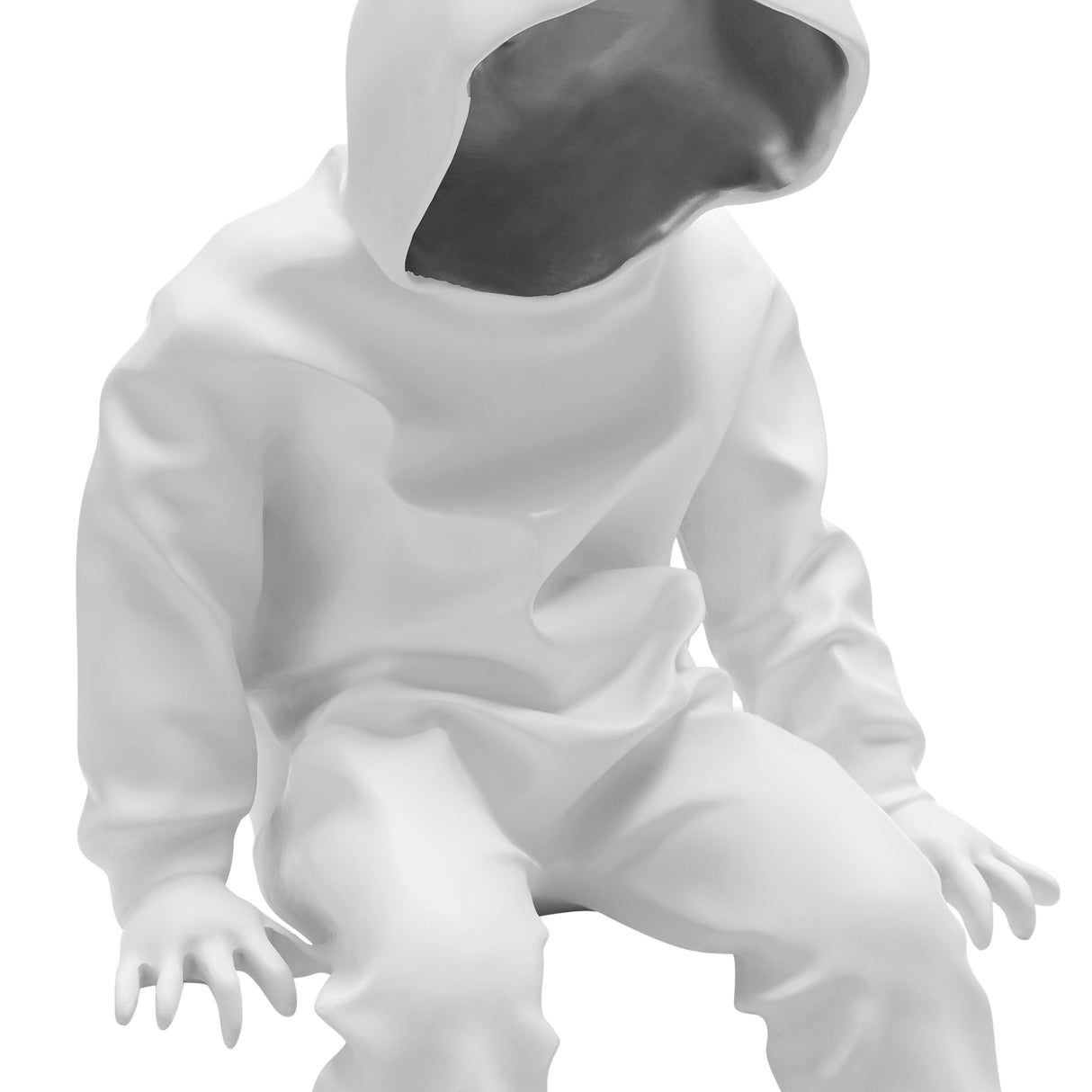 Cool Dude with Hoodie Sculpture // White & Chrome | Finesse - Home Elegance USA