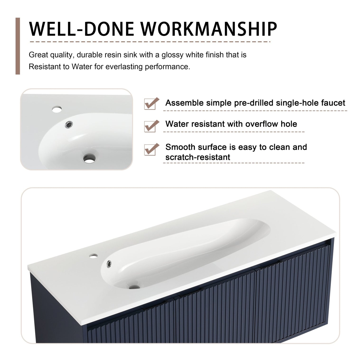 48" Floating Bathroom Vanity with Drop - Shaped Resin Sink(BVB05848BNL - GRBSD48S) | Home Elegance USA