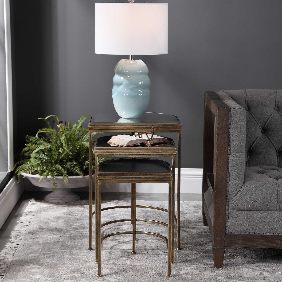India Nesting Tables (Set of 3) Light Brown & Black - Light Brown / Black by Uttermost - View 7