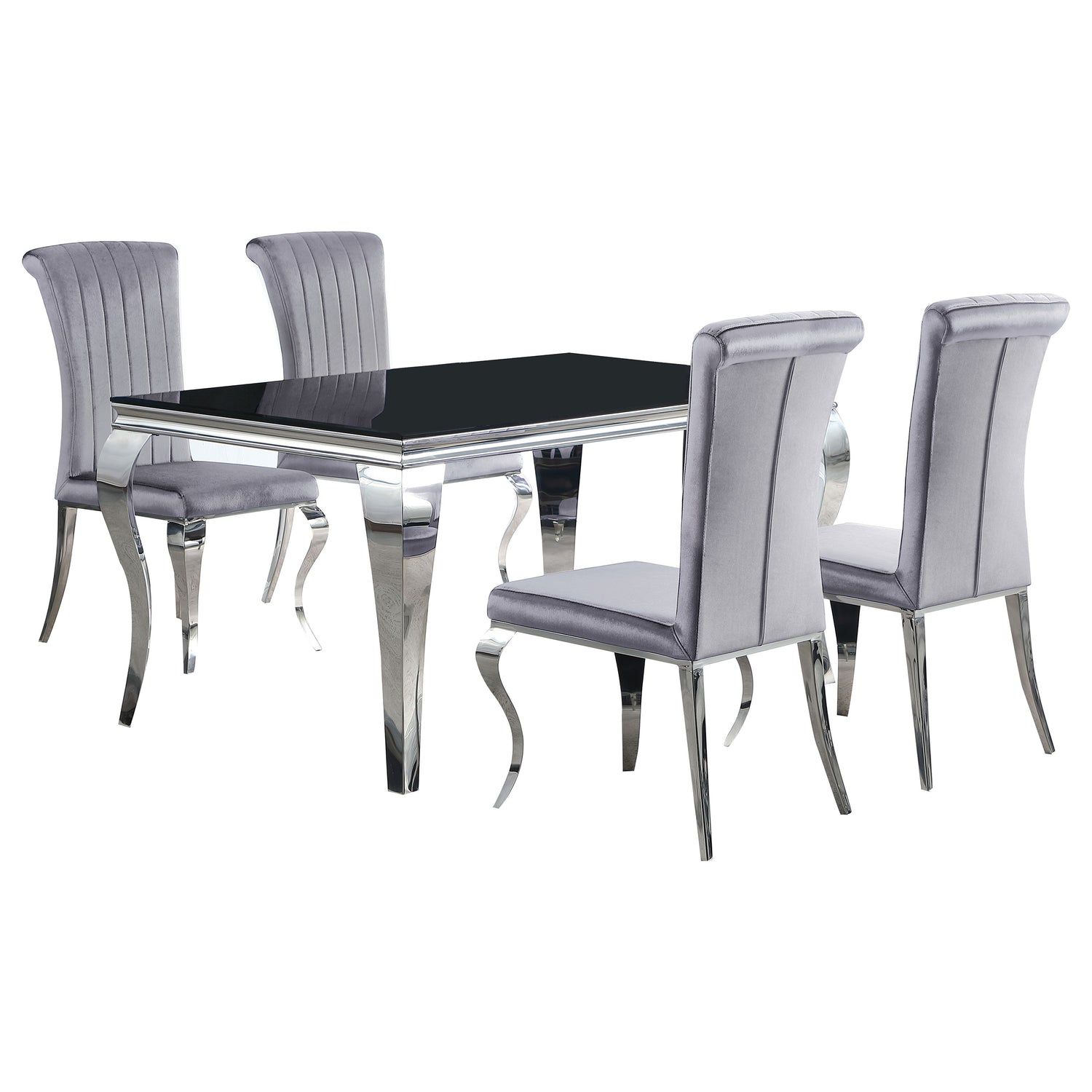 Carone 5-piece 61" Rectangular Black Glass Dining Set Grey - Home Elegance USA