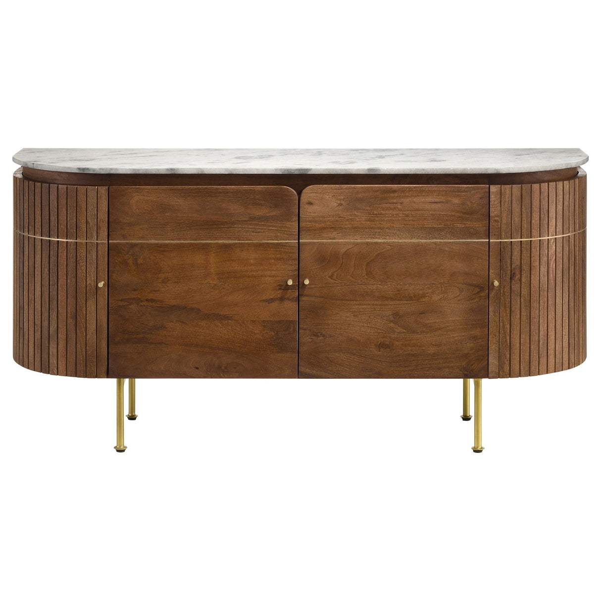 Sideboard - Ortega 4-door Marble Top Dining Sideboard Server White and Natural