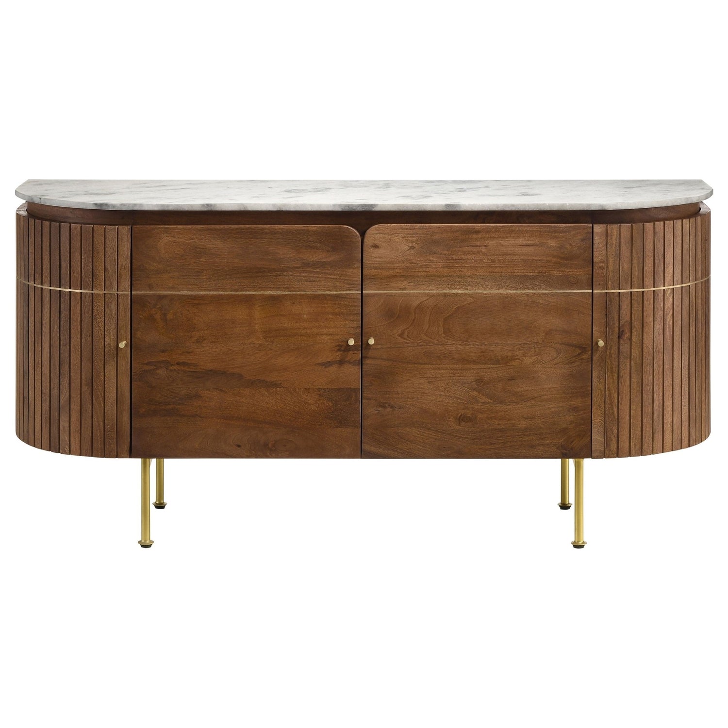 Sideboard - Ortega 4-door Marble Top Dining Sideboard Server White and Natural