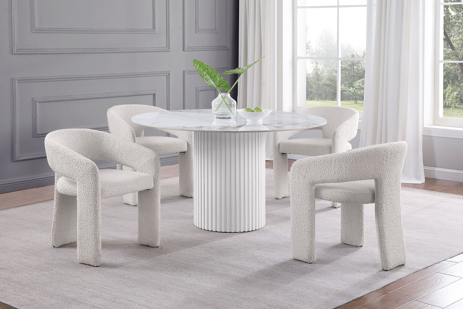 Acadia Round 53-inch Sintered Stone Top Dining Table White - Home Elegance USA