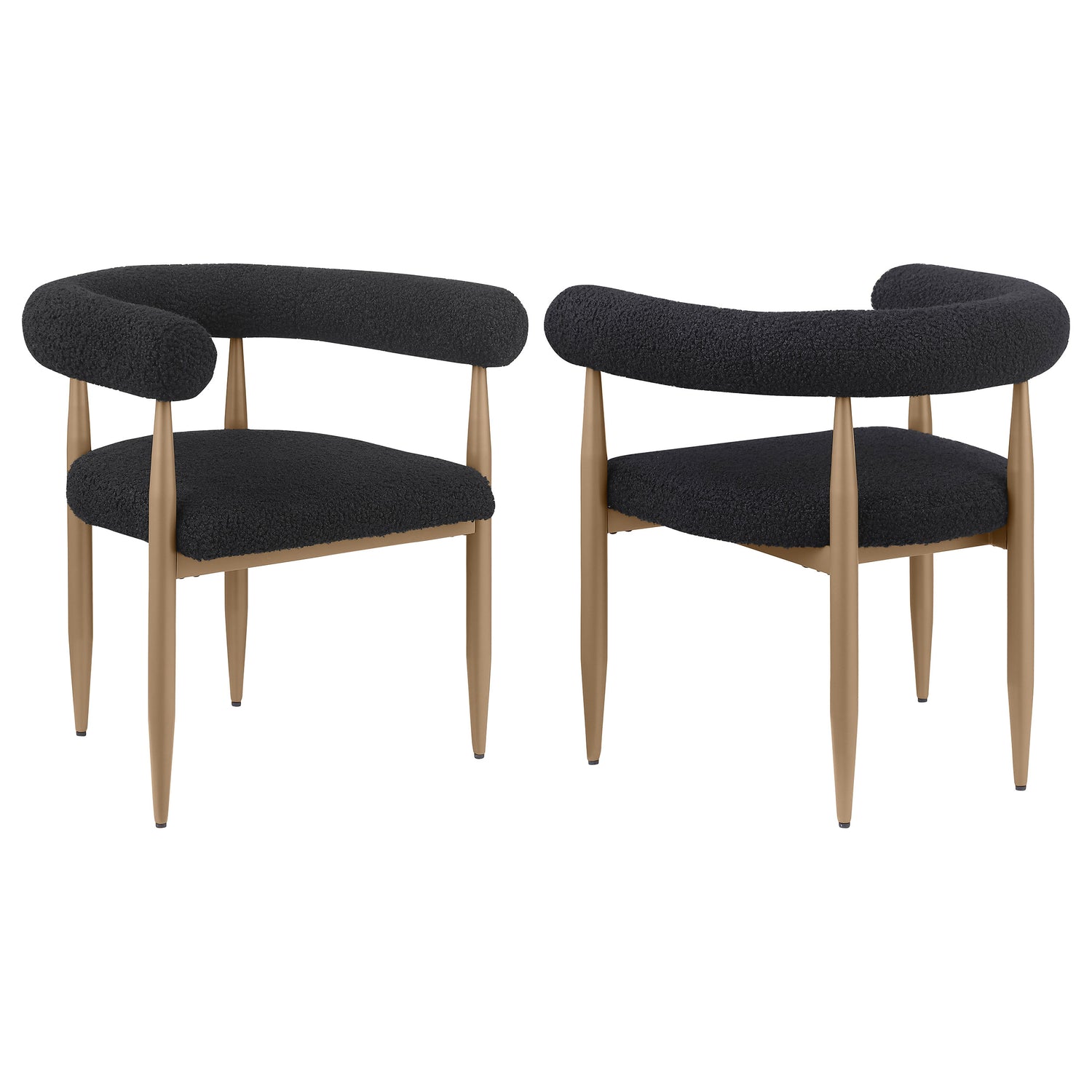 Dunmore Boucle Upholstered Dining Arm Chair Black (Set of 2) - Home Elegance USA