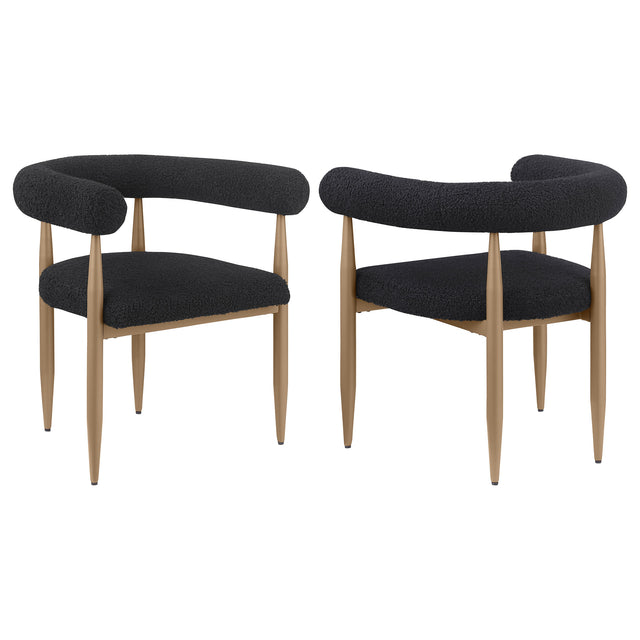 Dunmore Boucle Upholstered Dining Arm Chair Black (Set of 2) - Home Elegance USA