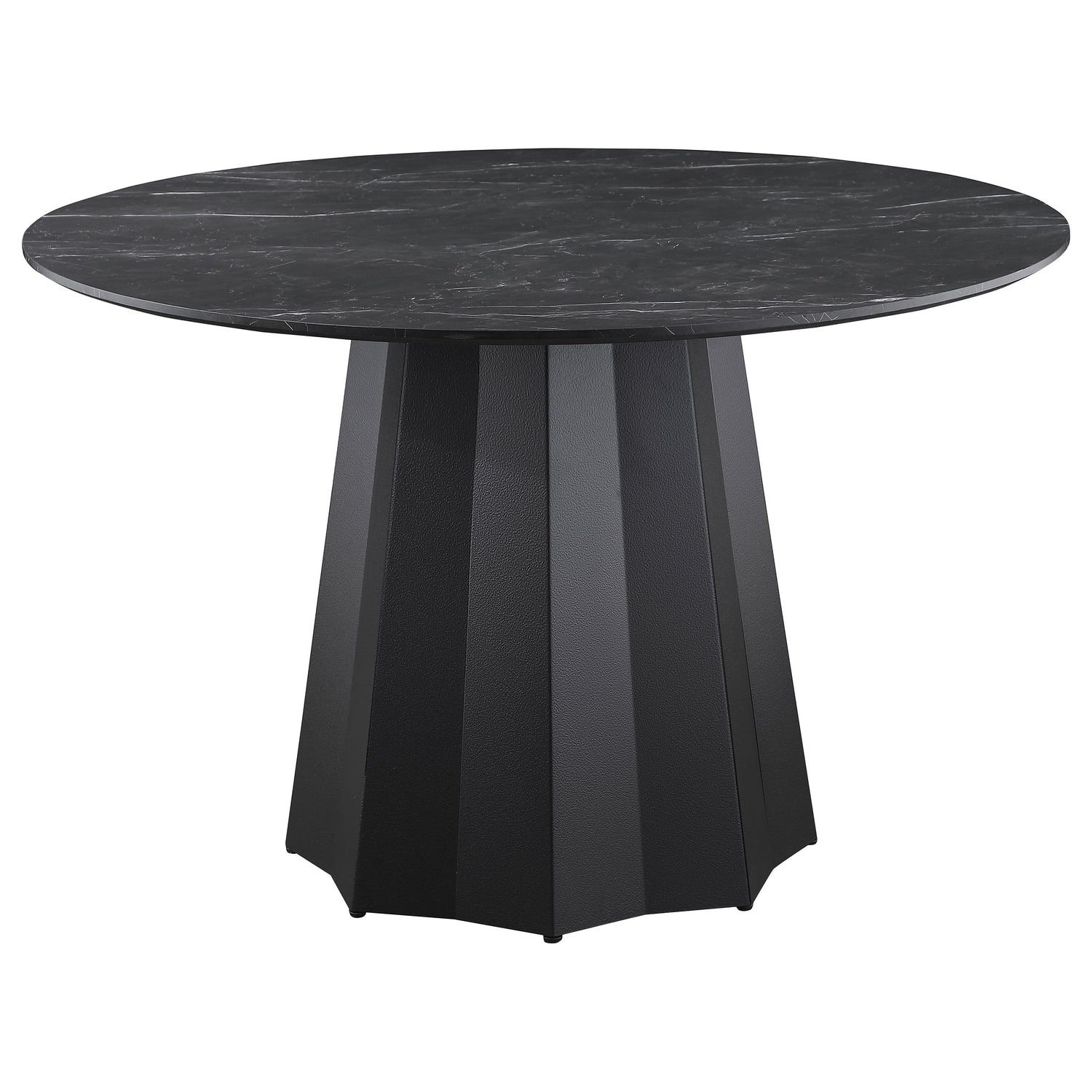 Camden Round 48-inch Faux Marble Top Dining Table Black - Home Elegance USA