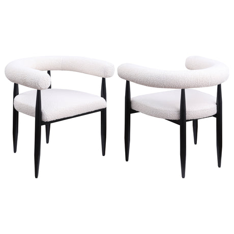 Dunmore Boucle Upholstered Dining Arm Chair Cream (Set of 2) - Home Elegance USA