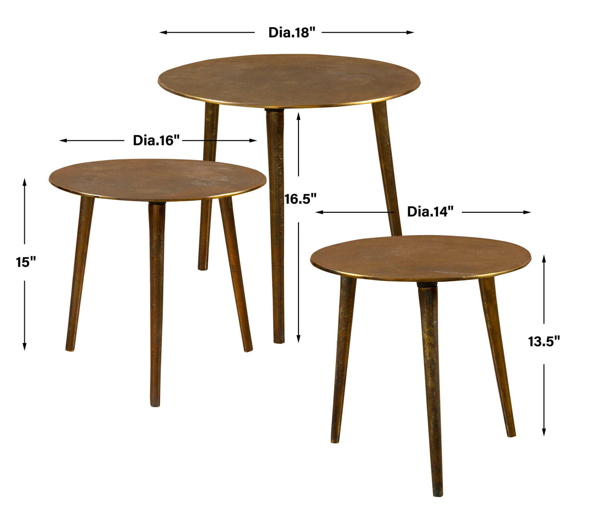 Kasai Coffee Tables (Set of 3) Gold - Light Brown by Uttermost - View 5