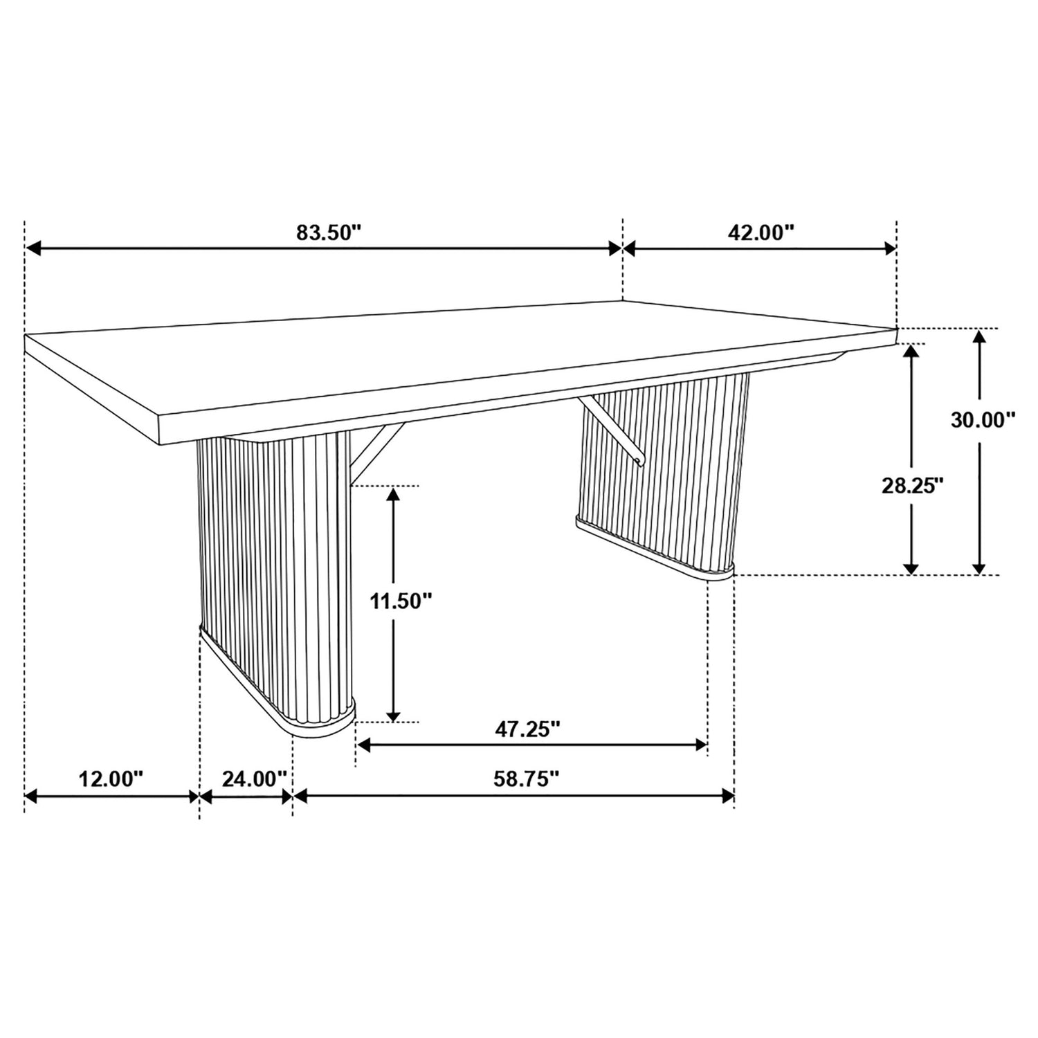 Catherine Rectangular Double Pedestal Dining Table Black | Coaster - 106251 - Home Elegance USA - 9
