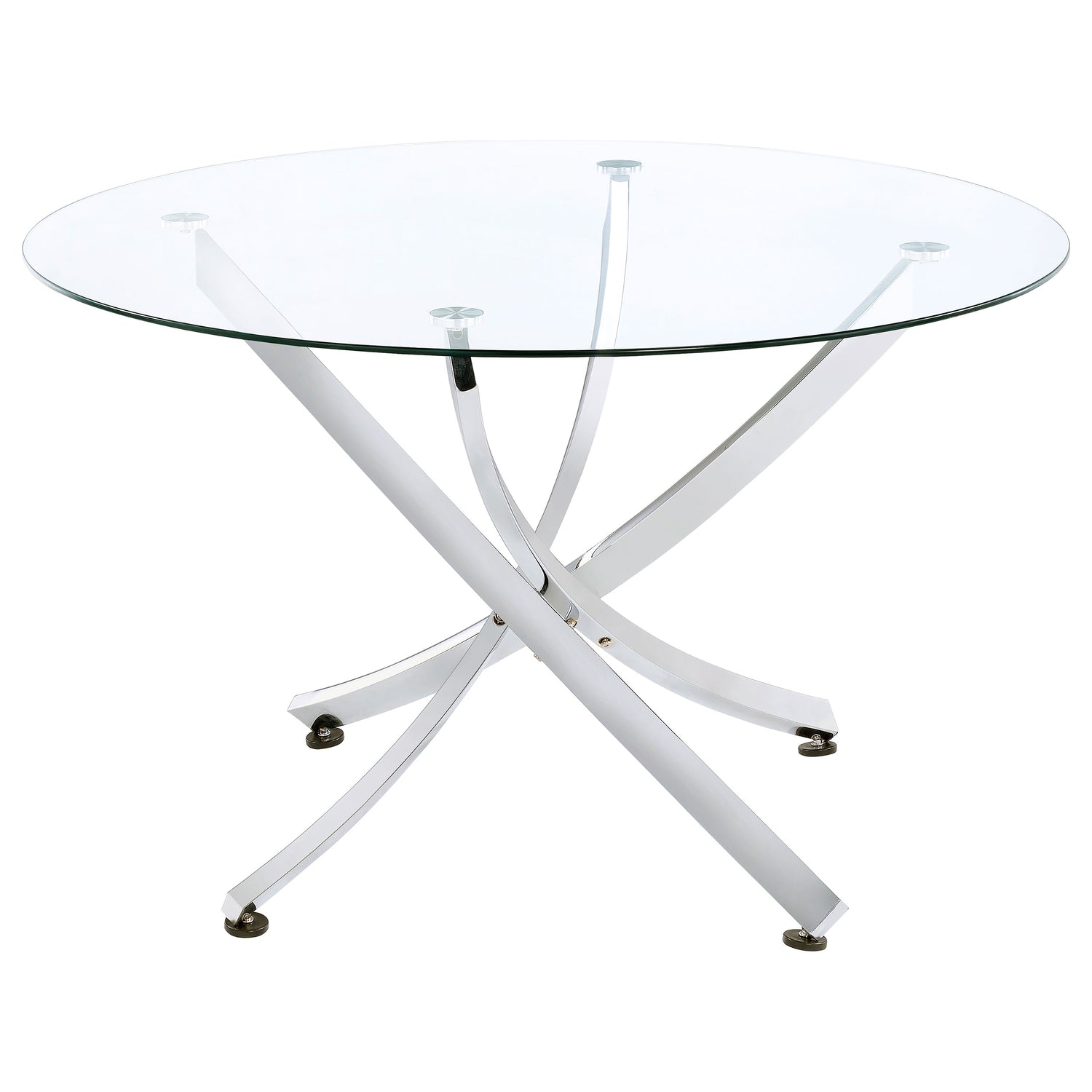 Beckham Round 46-inch Glass Top Dining Table Chrome - Home Elegance USA